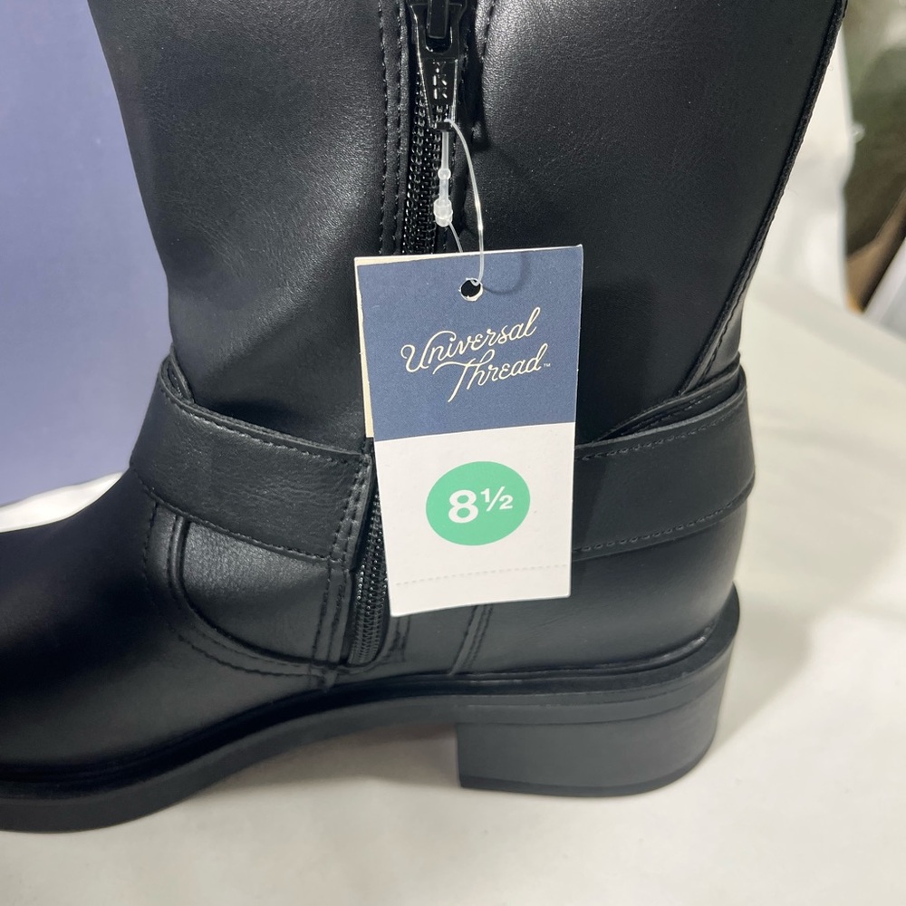 UNIVERSAL THREADS CONNER WOMENS ANKLE BOOT FAUX LEATHER W/BUCKLES BLACK SZ 8.5 - Picture 6 of 14